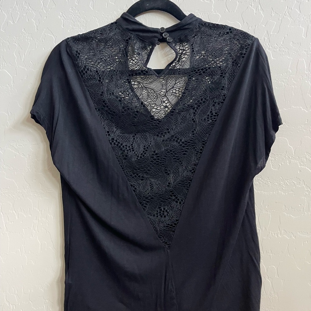 Buffalo David Bitton Black Lace Detail Top